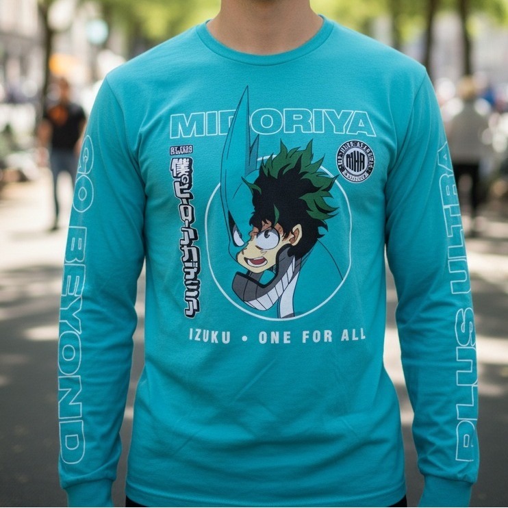My Hero Academia | Boxlunch | Teal Midoriya | Mens | Long Sleeve Shirt | L Stain